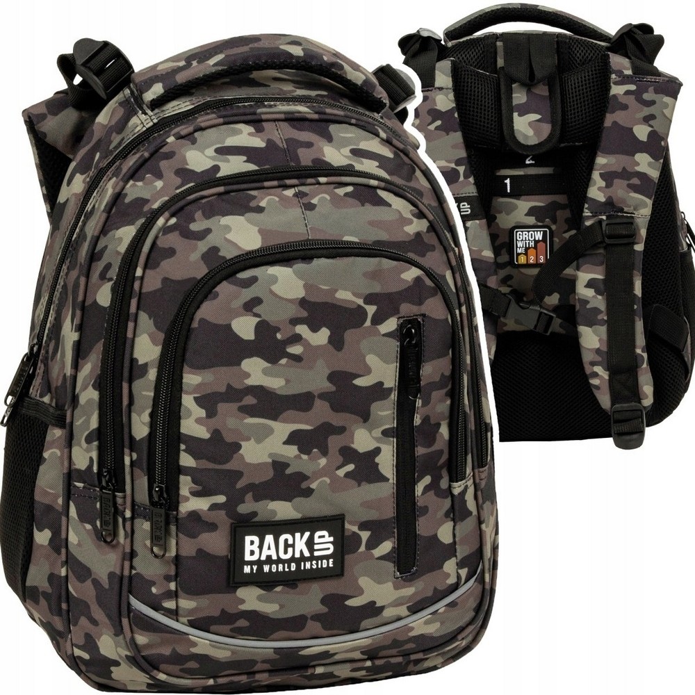 Školský batoh BackUP 24 L MORO s vodeoodolnými vlastnosťami a systémom "grow with me"
